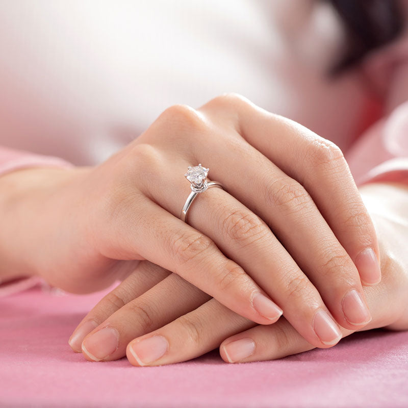 1 Carat Moissanite Diamond 6 Claws Engagement 925 Sterling Silver Ring