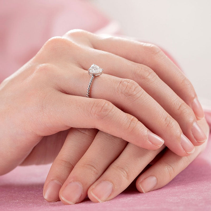 Heart 1 Carat Moissanite Diamond Ring Engagement 925 Sterling Silver