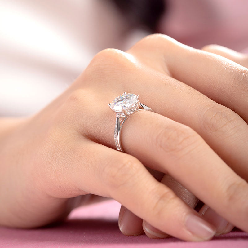 3 Carat Moissanite Diamond (9 mm) Luxury Ring Engagement 925 Sterling Silver