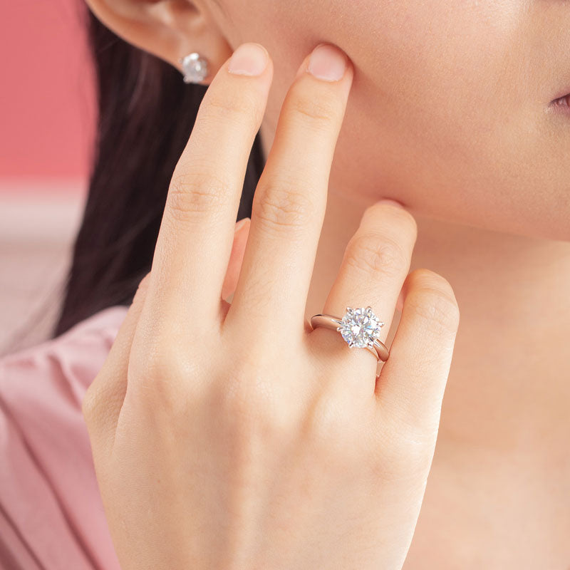 3 Carat Moissanite Diamond (9 mm) Luxury Ring 6 Claws Engagement 925 Sterling Silver