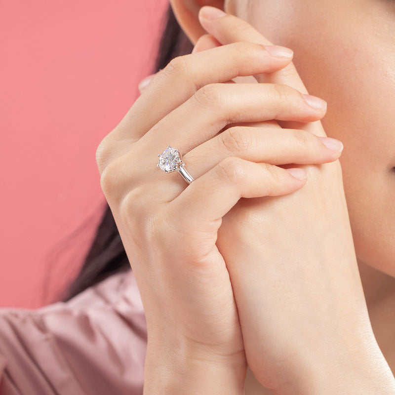 3 Carat Moissanite Diamond (9 mm) Luxury Ring 6 Claws Engagement 925 Sterling Silver