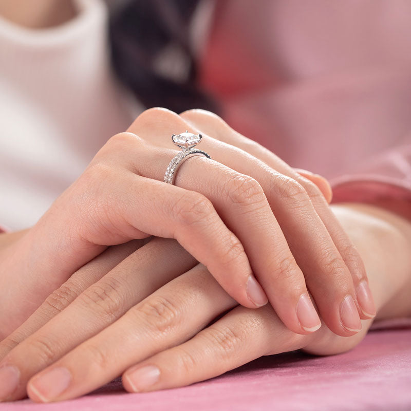 Princess Cut 1 Carat Moissanite Diamond Ring Set