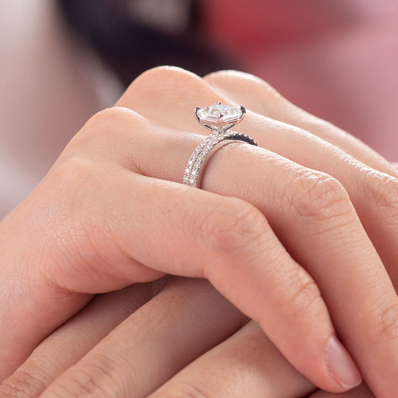 Princess Cut 1 Carat Moissanite Diamond Ring Set