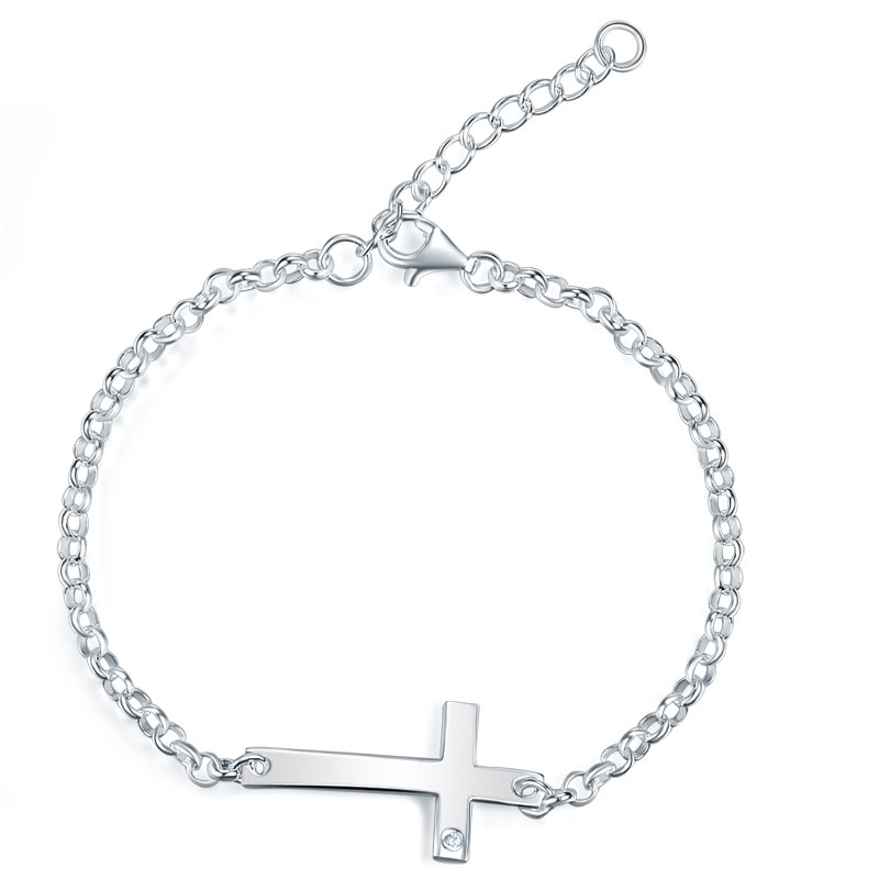 Kids Girl Gift Children Jewelry Solid 925 Sterling Silver Cross Bracelet