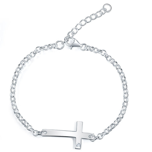 Kids Girl Gift Children Jewelry Solid 925 Sterling Silver Cross Bracelet
