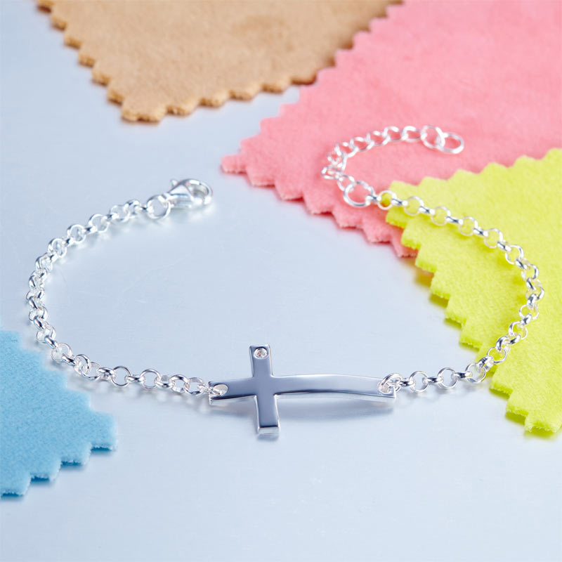 Kids Girl Gift Children Jewelry Solid 925 Sterling Silver Cross Bracelet