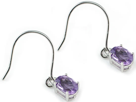 2 Carat Genuine Purple Amethyst 925 Sterling Silver Dangle Fine Earrings