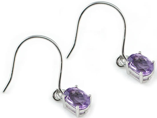 2 Carat Genuine Purple Amethyst 925 Sterling Silver Dangle Fine Earrings