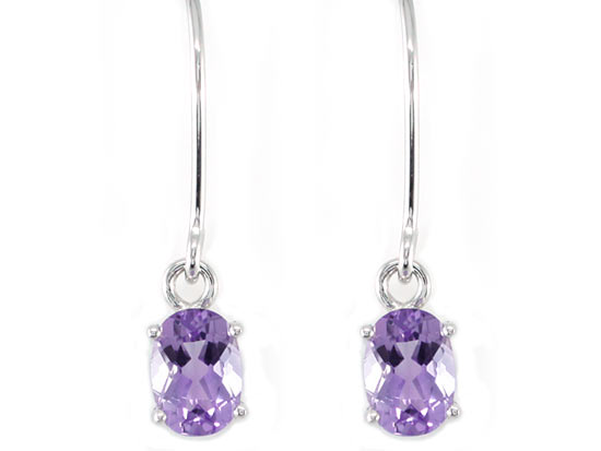 2 Carat Genuine Purple Amethyst 925 Sterling Silver Dangle Fine Earrings