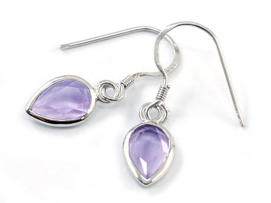 3 Carat Genuine Purple Pear Cut Amethyst 925 Sterling Silver Dangle Fine Earrings