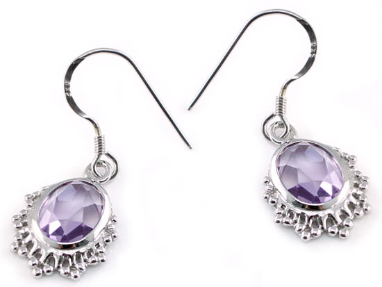 5 Carat Genuine Purple Oval Cut Amethyst 925 Sterling Silver Dangle Fine Earrings