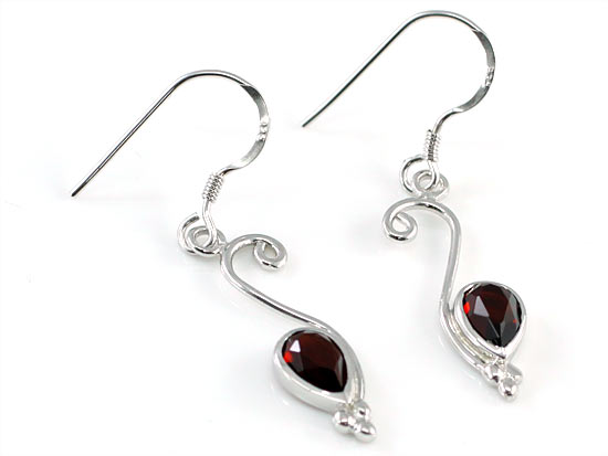 1.5 Carat Genuine Dark Red Garnet 925 Sterling Silver Dangle Fine Earrings