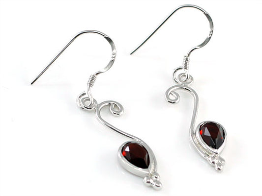 1.5 Carat Genuine Dark Red Garnet 925 Sterling Silver Dangle Fine Earrings