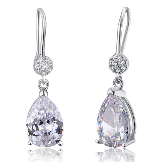 4 Carat Pear Cut Created Diamond 925 Sterling Silver Dangle Earrings