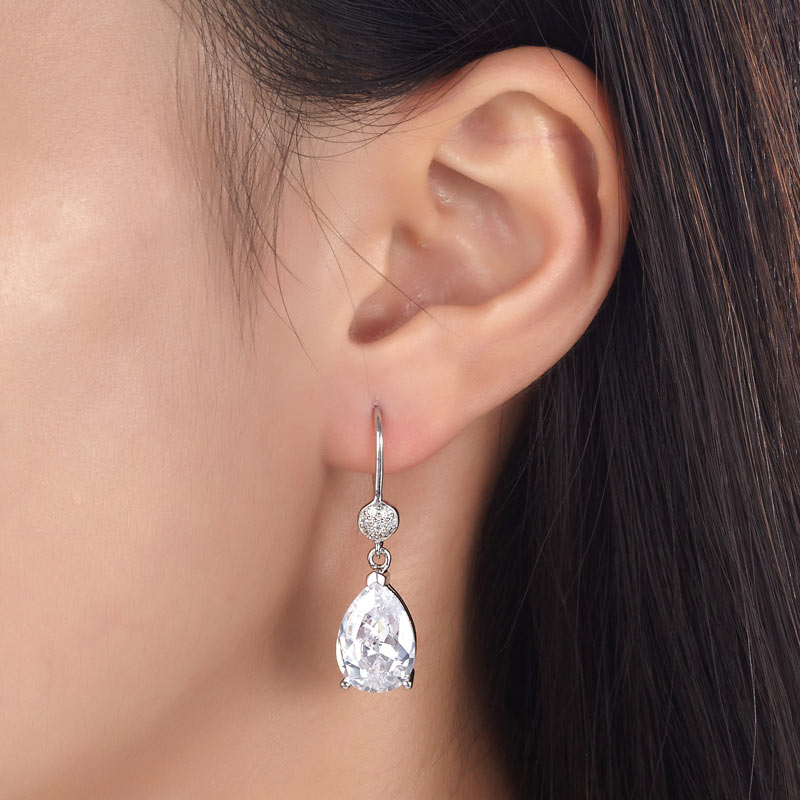 4 Carat Pear Cut Created Diamond 925 Sterling Silver Dangle Earrings