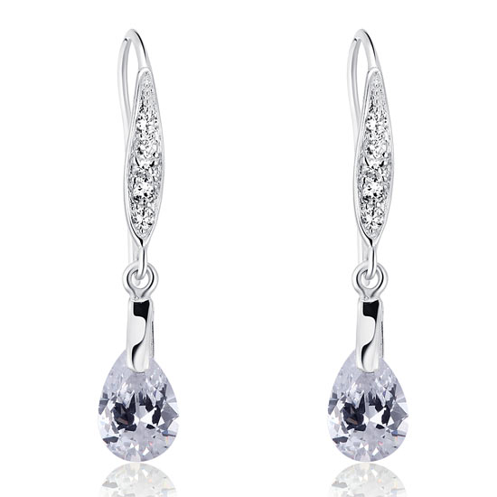 2 Carat Pear Cut Created Diamond 925 Sterling Silver Dangle Earrings