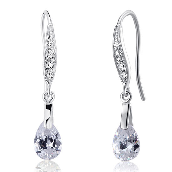2 Carat Pear Cut Created Diamond 925 Sterling Silver Dangle Earrings