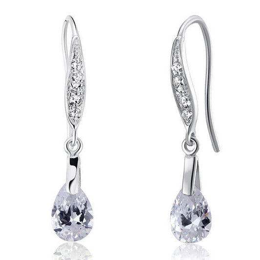 2 Carat Pear Cut Created Diamond 925 Sterling Silver Dangle Earrings