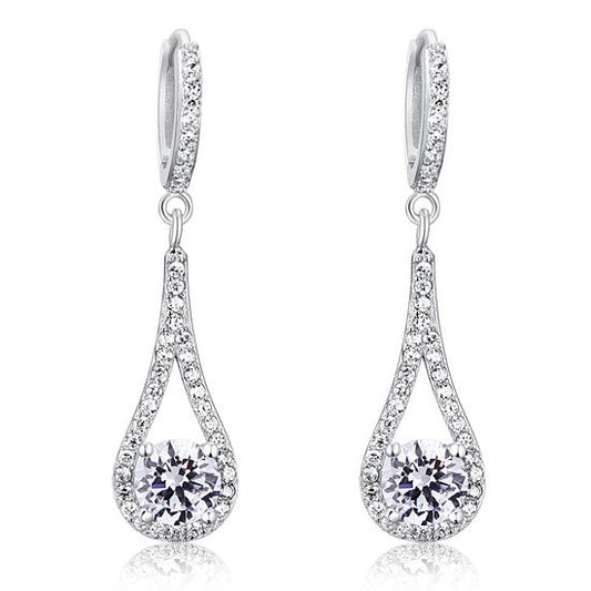 1 Carat Round Cut Silver Bridal Earrings