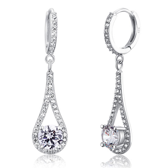 1 Carat Round Cut Silver Bridal Earrings