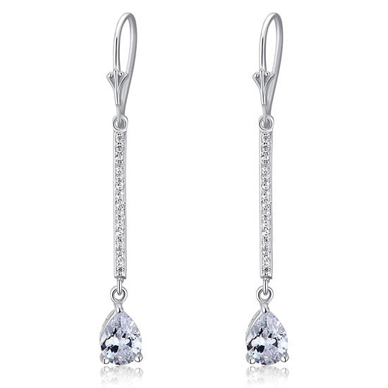 1 Carat Pear Cut Created Diamond  925 Sterling Silver Dangle Earrings