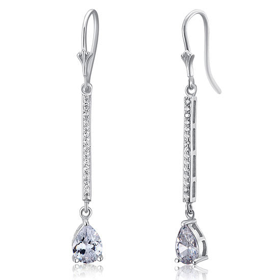 1 Carat Pear Cut Created Diamond  925 Sterling Silver Dangle Earrings