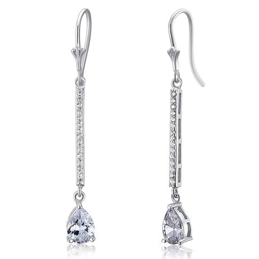 1 Carat Pear Cut Created Diamond  925 Sterling Silver Dangle Earrings