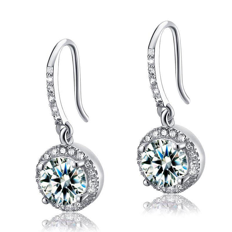 1.5 Carat Created Diamond 925 Sterling Silver Dangle Earrings