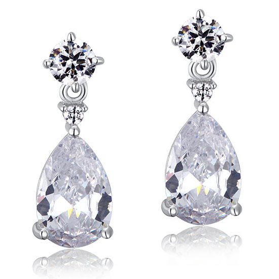 3 Carat Pear Cut Created Diamond 925 Sterling Silver Dangle Earrings