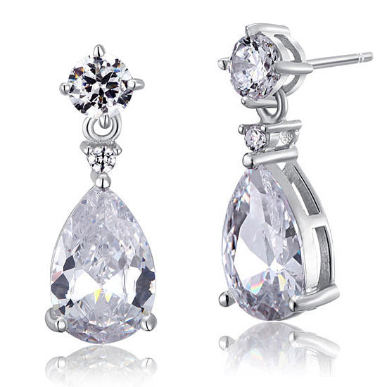 3 Carat Pear Cut Created Diamond 925 Sterling Silver Dangle Earrings