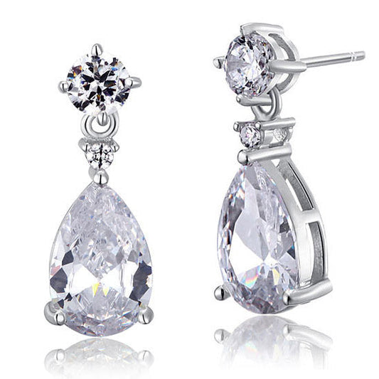 3 Carat Pear Cut Created Diamond 925 Sterling Silver Dangle Earrings