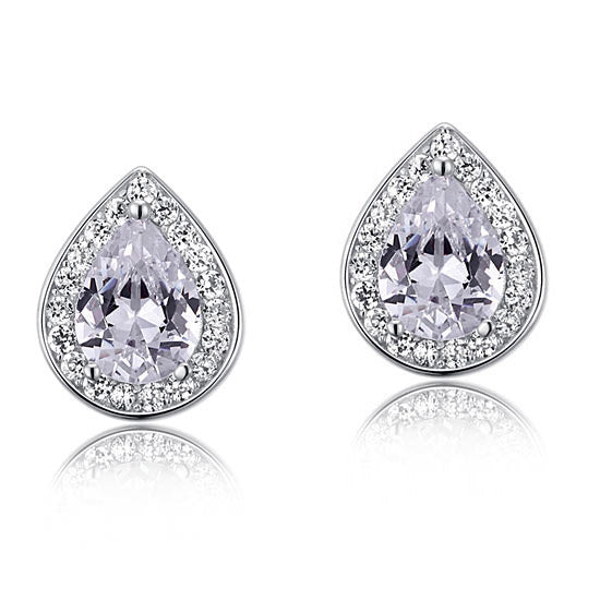 1 Carat Pear Cut Created Diamond 925 Sterling Silver Stud Earrings