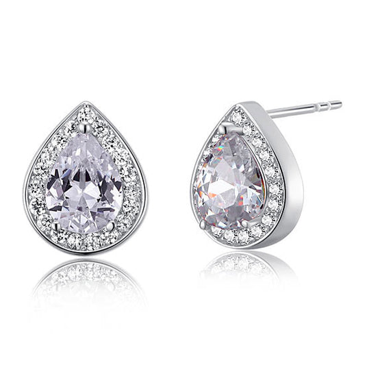 1 Carat Pear Cut Created Diamond 925 Sterling Silver Stud Earrings