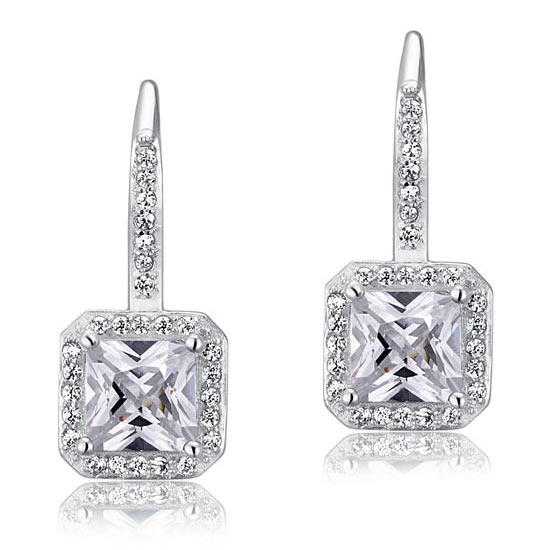1.5 Carat Created Diamond 925 Sterling Silver Dangle Earrings