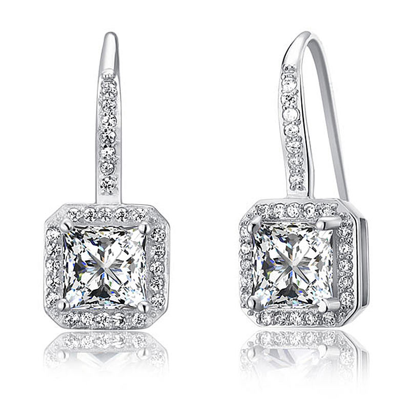 1.5 Carat Created Diamond 925 Sterling Silver Dangle Earrings