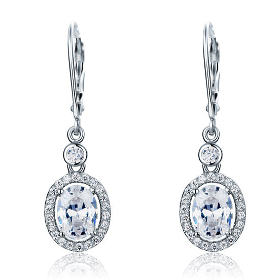 1.5 Carat Oval Cut Created Diamond 925 Sterling Silver Dangle Earrings