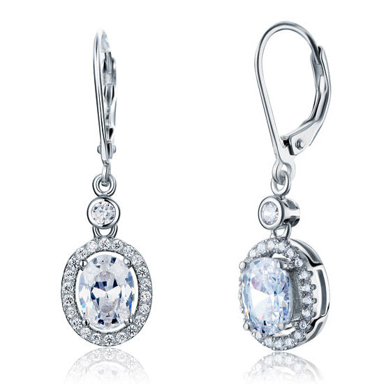 1.5 Carat Oval Cut Created Diamond 925 Sterling Silver Dangle Earrings