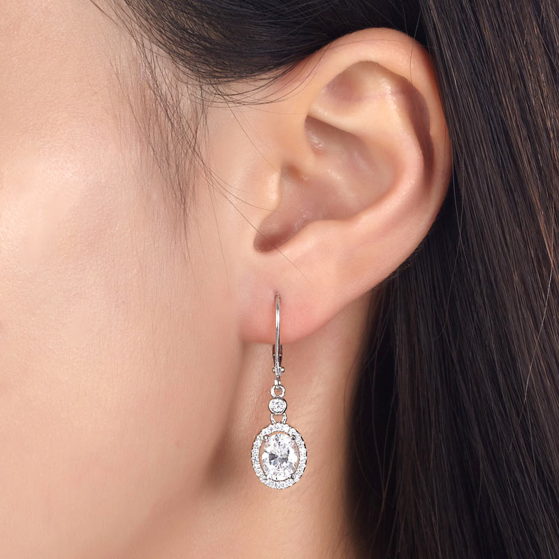 1.5 Carat Oval Cut Created Diamond 925 Sterling Silver Dangle Earrings