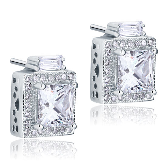 2 Carat Created Diamond Vintage Style Stud 925 Sterling Silver Earrings