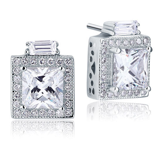2 Carat Created Diamond Vintage Style Stud 925 Sterling Silver Earrings
