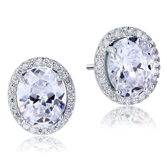 3 Carat Oval Cut Created Diamond Stud 925 Sterling Silver Earrings