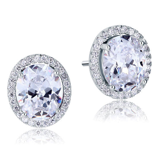 3 Carat Oval Cut Created Diamond Stud 925 Sterling Silver Earrings
