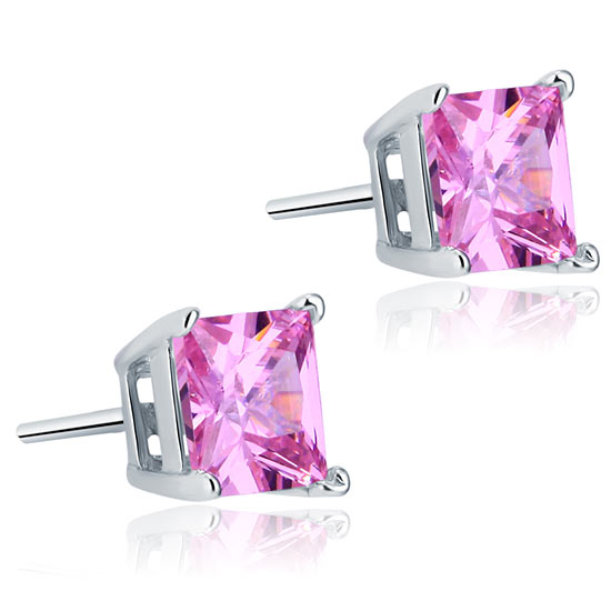 1 Carat Pink Created Diamond Solid 925 Sterling Silver Stud Earrings Jewelry