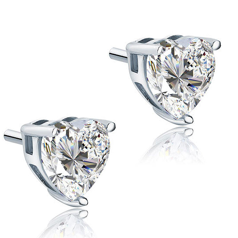 4 Carat Heart Cut Created Diamond Stud 925 Sterling Silver