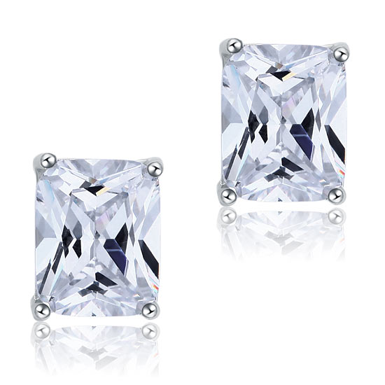 4 Carat Created Diamond Stud 925 Sterling Silver Earrings