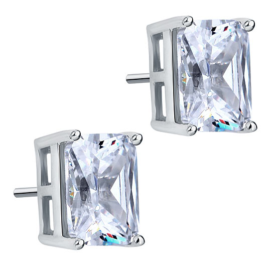 4 Carat Created Diamond Stud 925 Sterling Silver Earrings