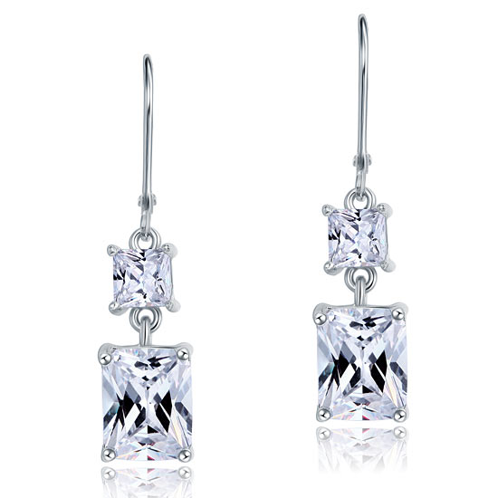8 Carat Princess Cut Created Diamond Dangle Drop 925 Sterling Silver Earrings