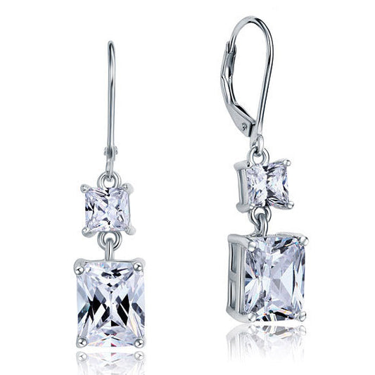8 Carat Princess Cut Created Diamond Dangle Drop 925 Sterling Silver Earrings