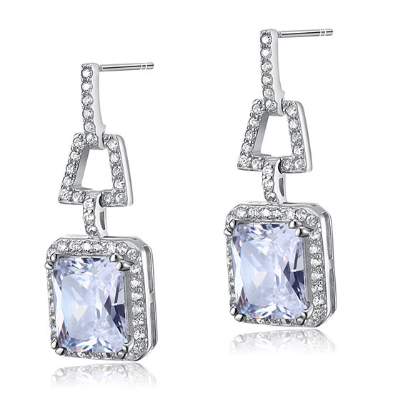 4 Carat Created Diamond 925 Sterling Silver Dangle Earrings