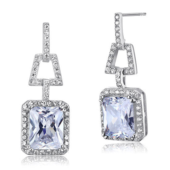 4 Carat Created Diamond 925 Sterling Silver Dangle Earrings